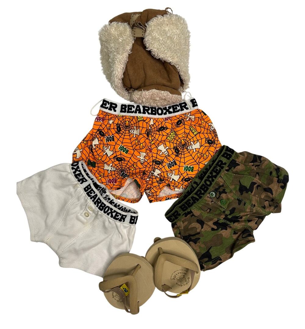 BUILD A BEAR Workshop Outfit Accessories - 5 Piece - Sandals/Boxers/Winter Hat
